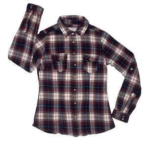 YMI Long Sleeve Red/Black Plaid Flannel Button Down Collared Women Small